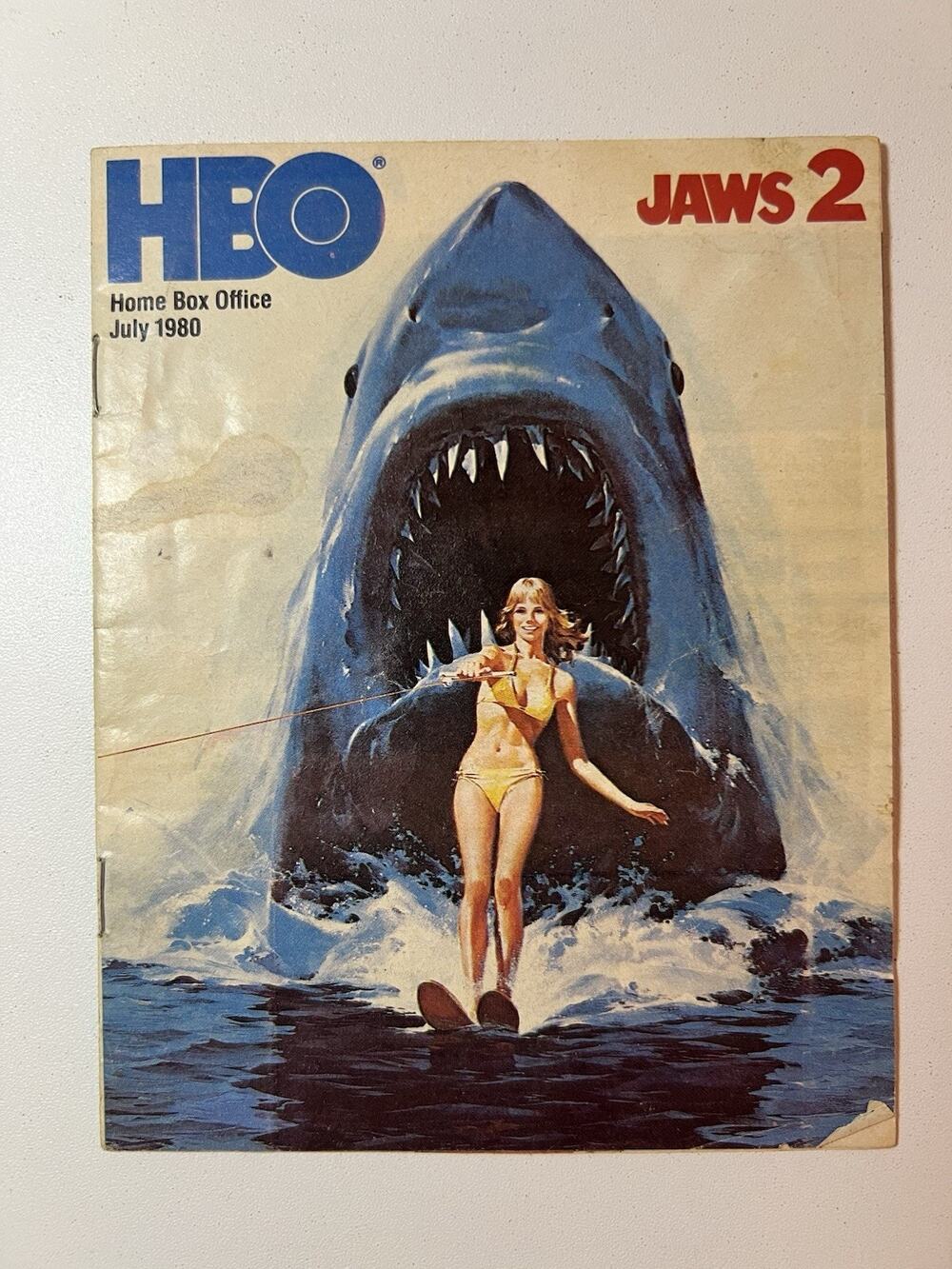 Vintage HBO TV Guide JAWS 2 July 1980 Home Box Office Streisand O'Neal Wimbledon